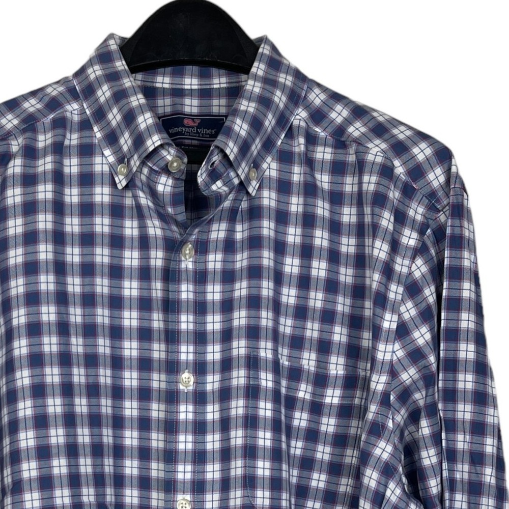 Vineyard Vines‎ Classic Fit Murray Shirt Mens Large Cotton White Gray Plaid